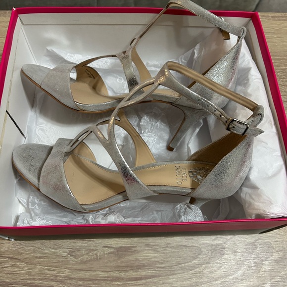 Vince Camuto Metallic Silver Strappy Heels - Picture 5 of 6